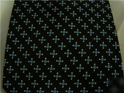 Vintage mens jc penny polyester black blue pattern tie