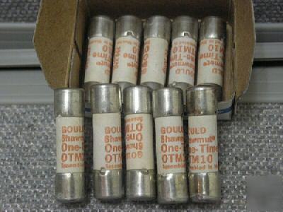 Lot 10 shawmut fuses 10 amp 250 volt gould fuse