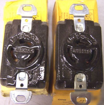 New lot of 2 hubbell 20 amp 250 v receptacle 7310-g 
