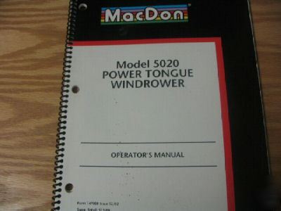 Macdon 5020 power tongue windrower operators manual