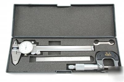 New 3 precision caliper micrometer scale combo tool kit 