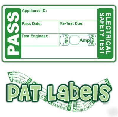 Pat labels - 500 pass labels for pat testing