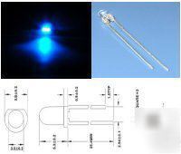 50 x 3MM blue led led's 2000+ mcd output uk seller