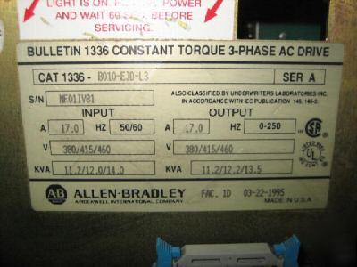 Ab allen bradley ac drive 1336-B010-ejd-L3 10 hp 10HP