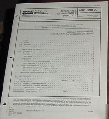 Sae actuators: aircraft flight controls hydraulic specs