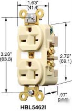 Hubbell HBL5462I heavy duty spec duplex recepticle