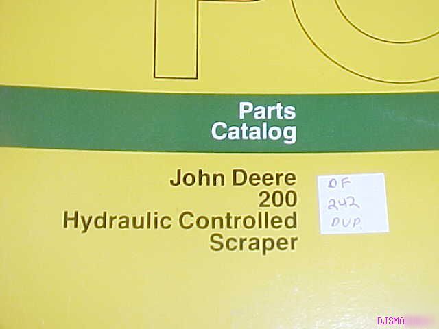 John deere 200 hydraulic control scraper parts catalog