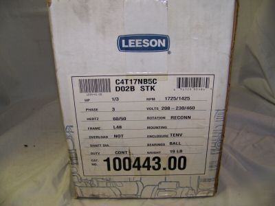 New leeson C4T 17NB5C D02B motor 1/3 hp 3 phase 