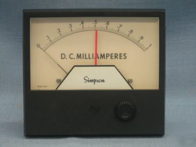 Simpson 0-1 dc analog panel meter model 3324