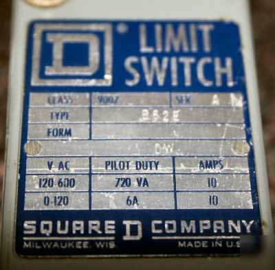 Square d - class 9007 limit switch top plunger B62E 