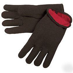 120PRS red fleece lined heavy brown jersey work gloves 