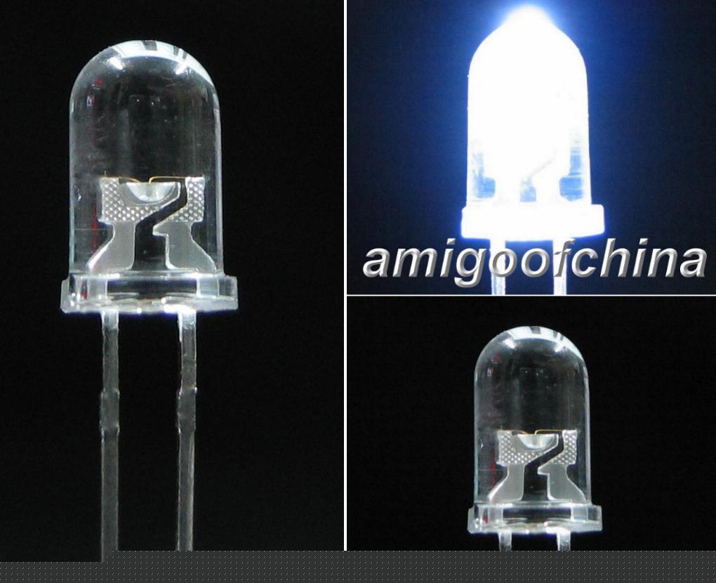 5X 5MM white flash 5000 mcd led bulb free resistors