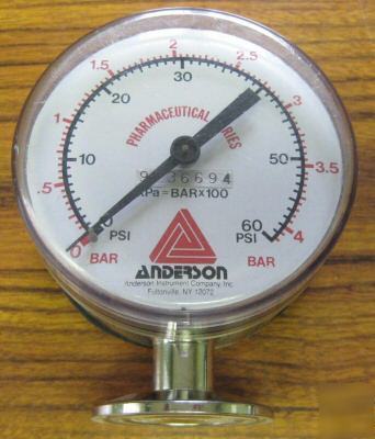 Anderson pharmaceutical series pressure gauge 0-60 psi