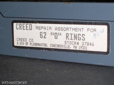 Creed repair assortment #62 o rings kit o-rings + case