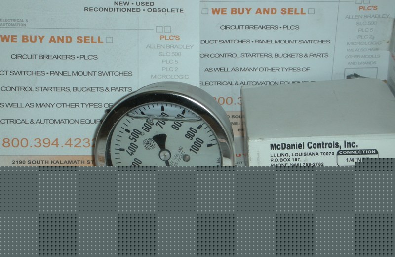 Pressure GAUGEFJ61K from mcdaniel controls 0-1000PSI
