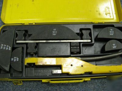Rems swing tubing bender w/ 5 shoes in yellow case