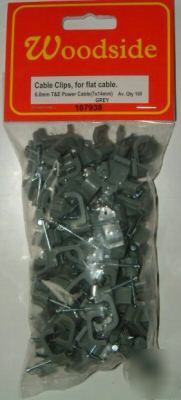 Cable clips, 6MM flat cable. qty 100