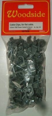 Cable clips, 6MM flat cable. qty 100