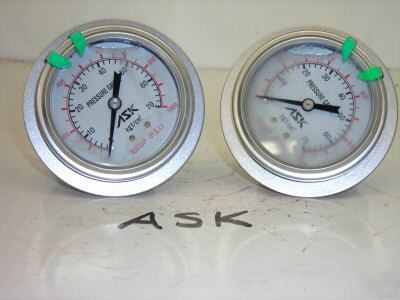 New 2 ask dash mounted pressure gauges 0-1000 psi 