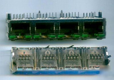 New tyco pcb mounted 4 RJ45 ports jack 406552-5 