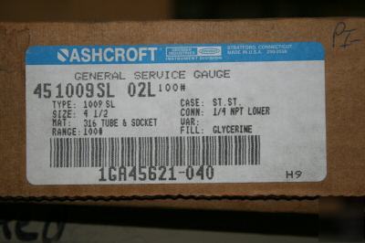 Ashcroft general services gauge 100 psi - 1/4 npt 