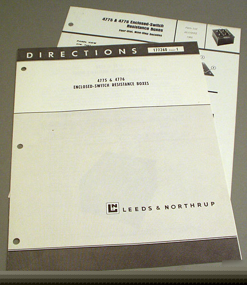 Leeds & northrup directions 4775 4776 resistance boxes