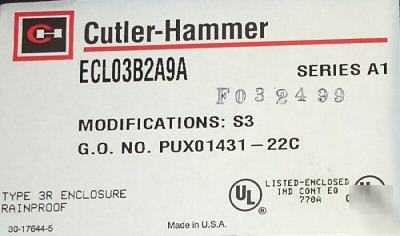 New cutler-hammer 20 amp type 3 lighting contactor - 