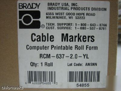 New rcm-637-2.0-yl brady continuous cable marking label 