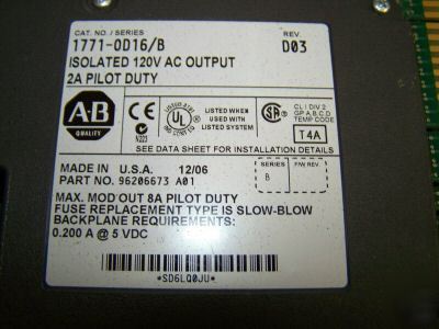 Allen bradley 1771-OD16/b isolated 120V ac output (109)