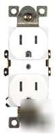 Duplex receptacle outlet plug, white