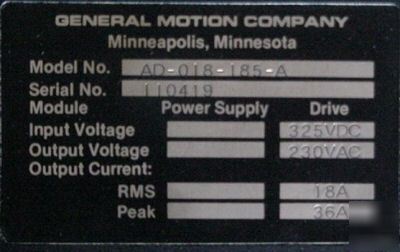 General motion trueservo axis drive ad-018-185-a