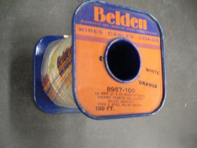 New belden 100' 16 awg 8957 hookup wire white/orange