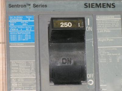 Siemens centron series circuit breaker 250AMP