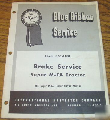 Ih super mta tractor brake service repair manual