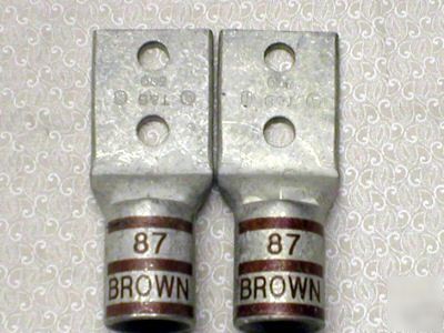 New 2 t&b 500MCM short barrel crimp lugs brown 87