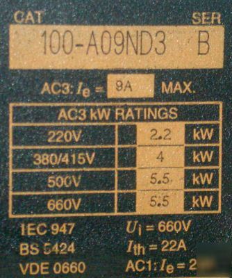 Nice allen bradley contactor & relay model#100-A09ND3 b