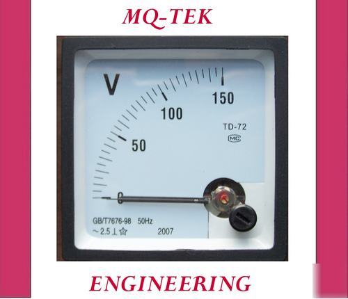 150 volts ac, analog panel voltmeter (72MMX72MMX45MM)