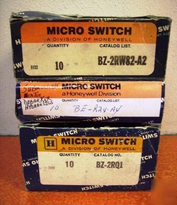 Lot of 17 micro switches BZ2RQ1, BER24A4, BZ2RW82A2 